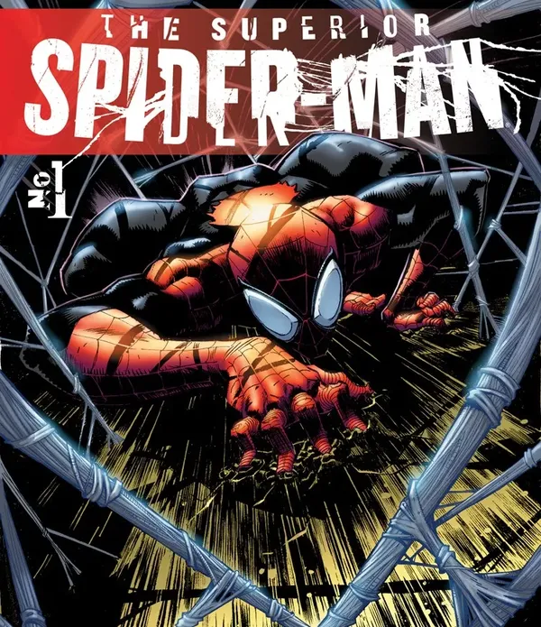 Superior Spider-Man climbing a building just like a spider.